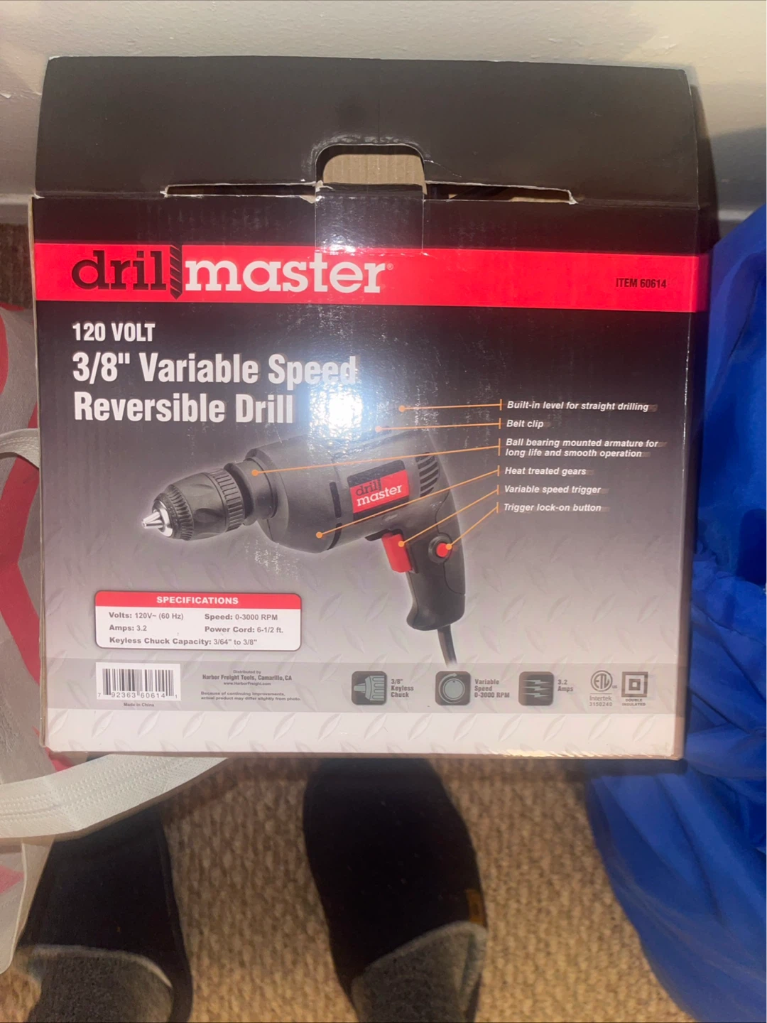 Drill Master 120 Volt 3/8" Variable Speed Reversible Drill