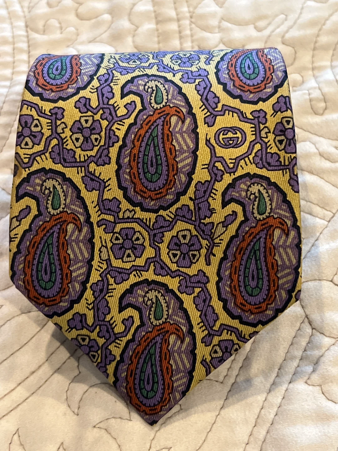Vintage Gucci 100% Silk Paisley Tie Made in Italy