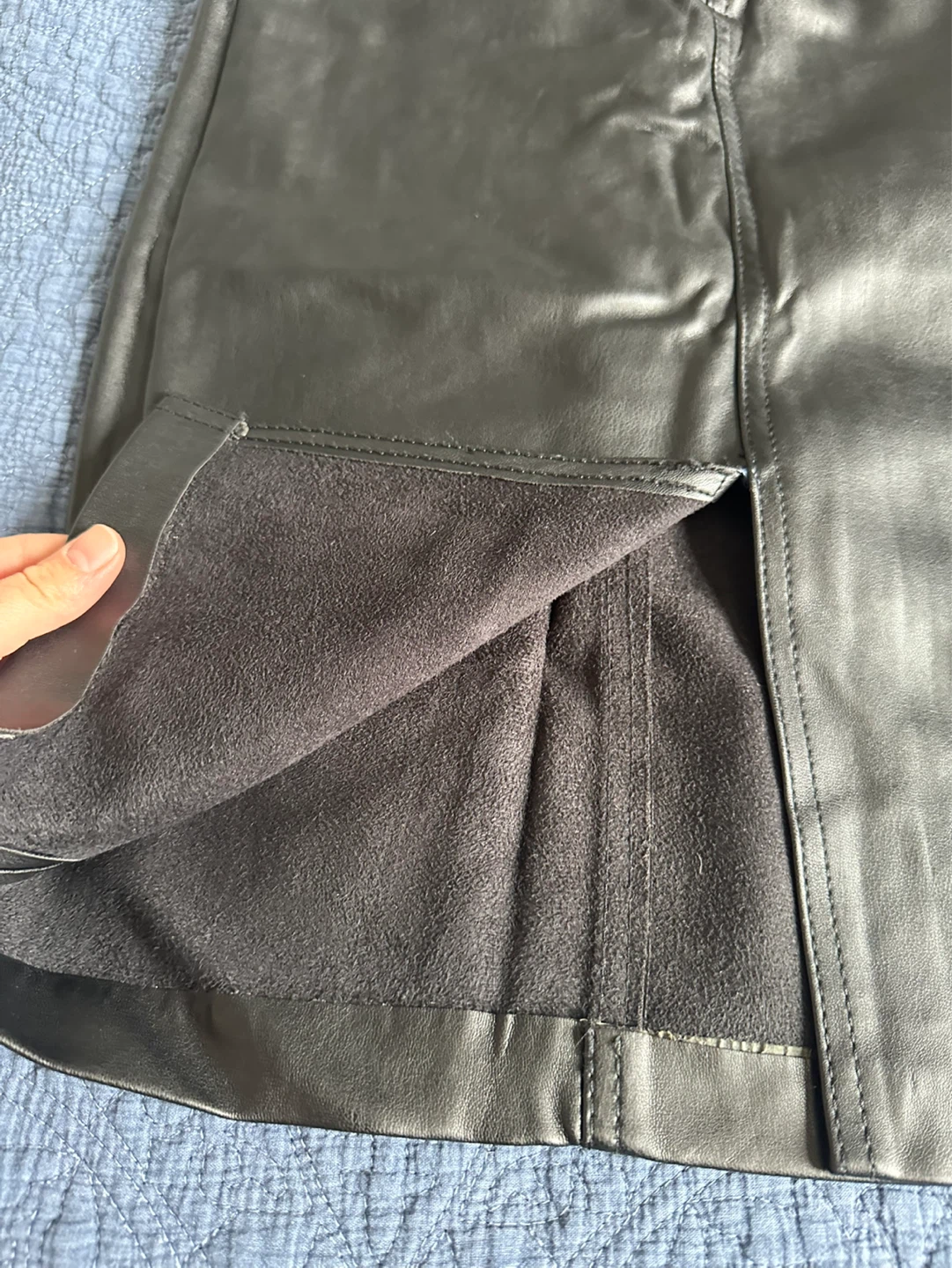 Black Faux Leather Waist Pencil Skirt - photo 5
