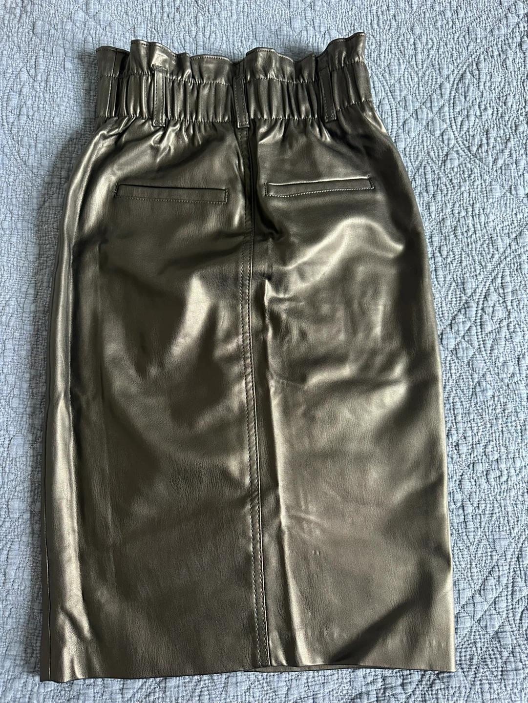 Black Faux Leather Waist Pencil Skirt - photo 3