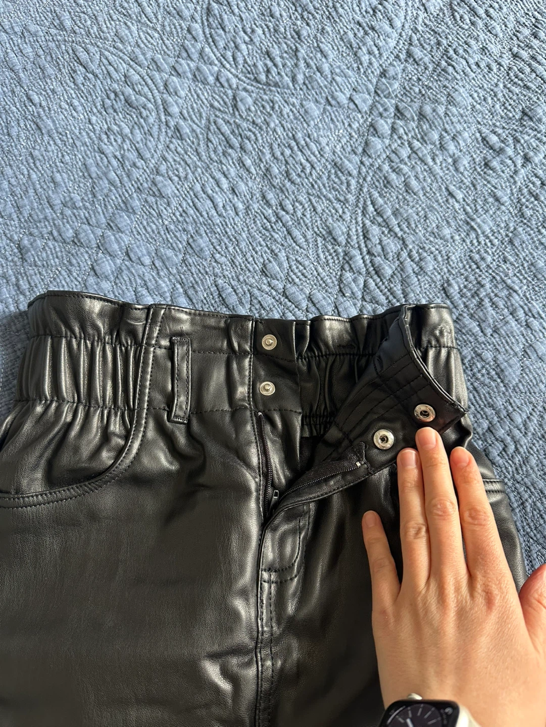 Black Faux Leather Waist Pencil Skirt - photo 4