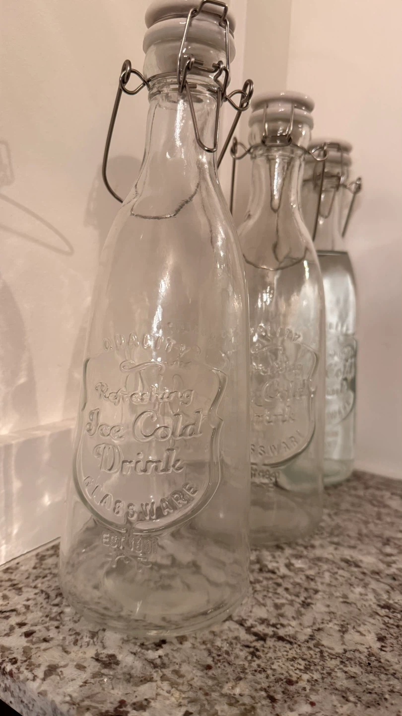 Set of 3 Vintage style Glass Swing Top Bottles - photo 2