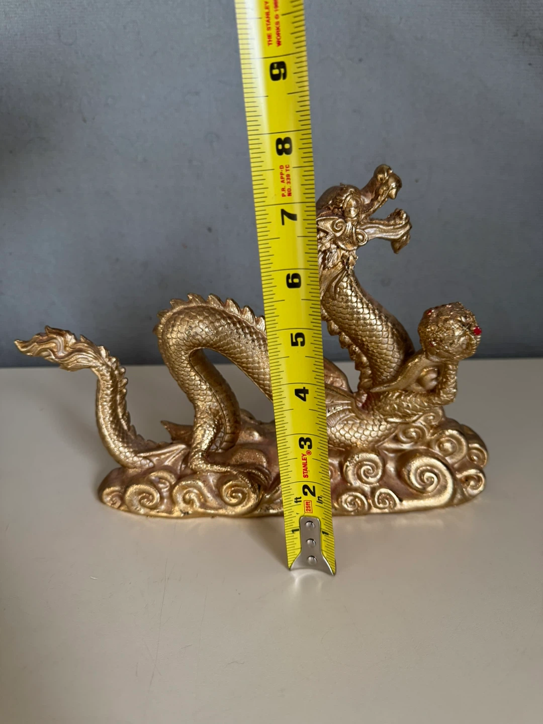 Gold Dragon Figurine on Clouds - photo 4