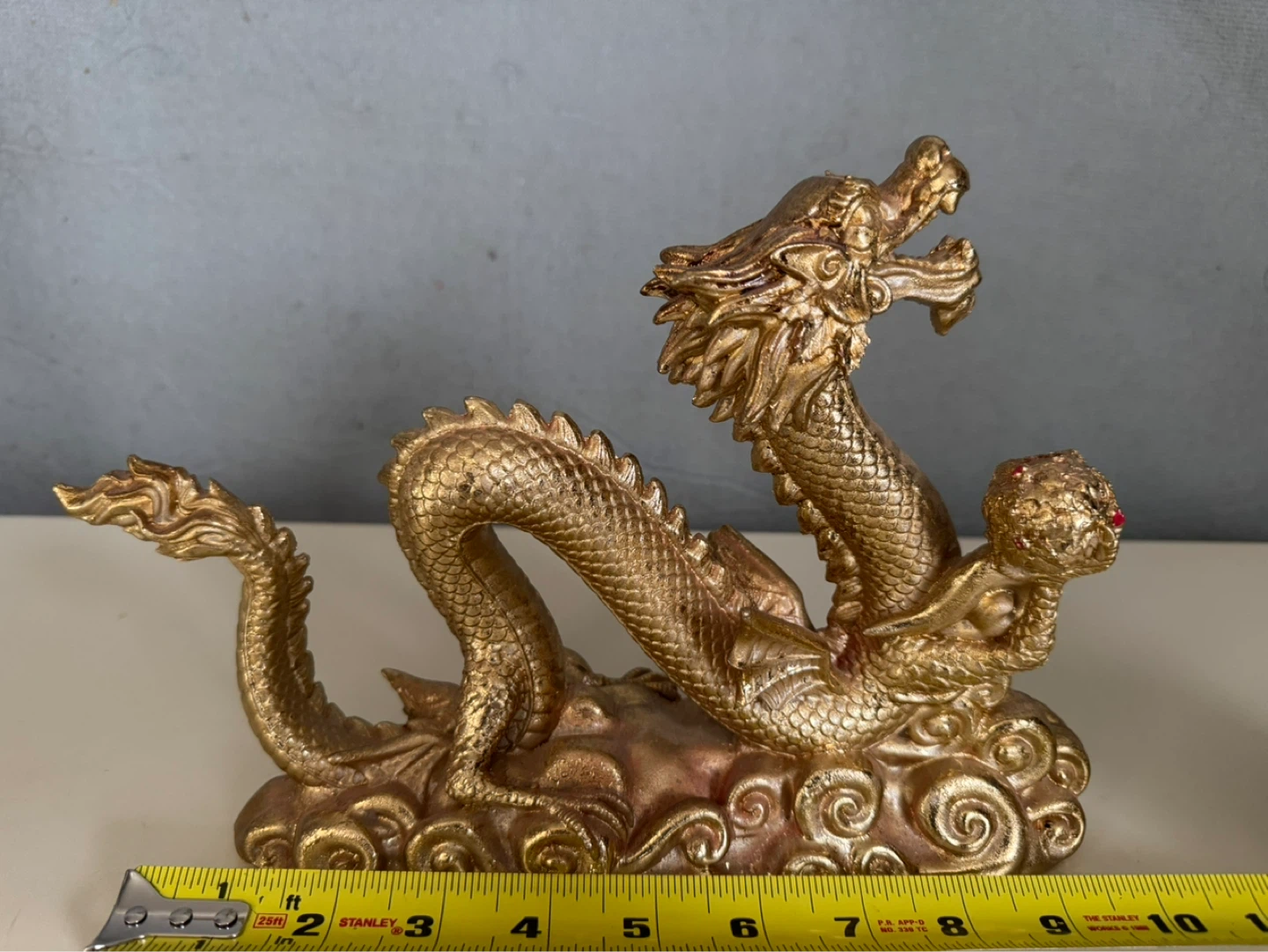 Gold Dragon Figurine on Clouds - photo 3
