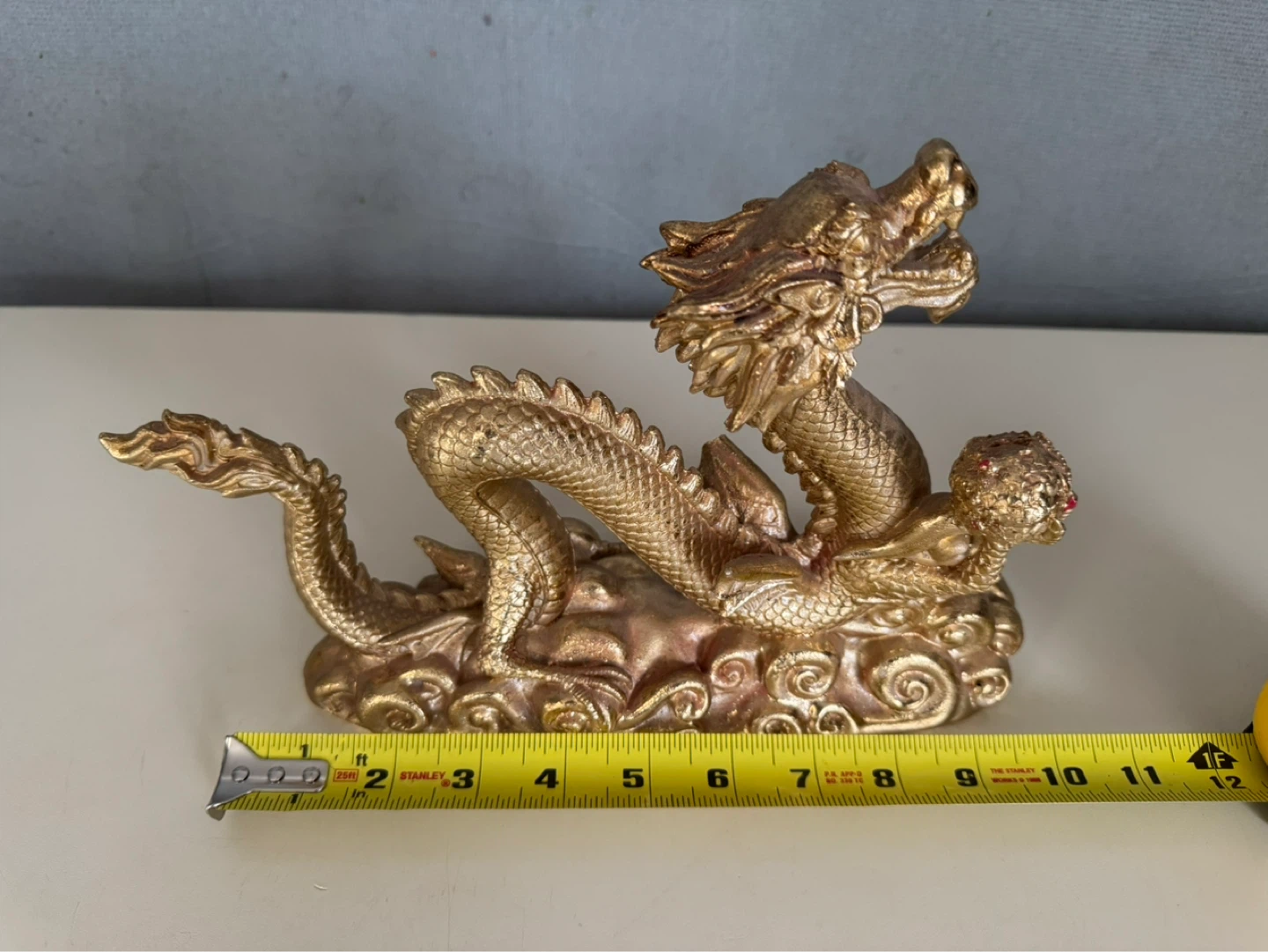 Gold Dragon Figurine on Clouds - photo 2