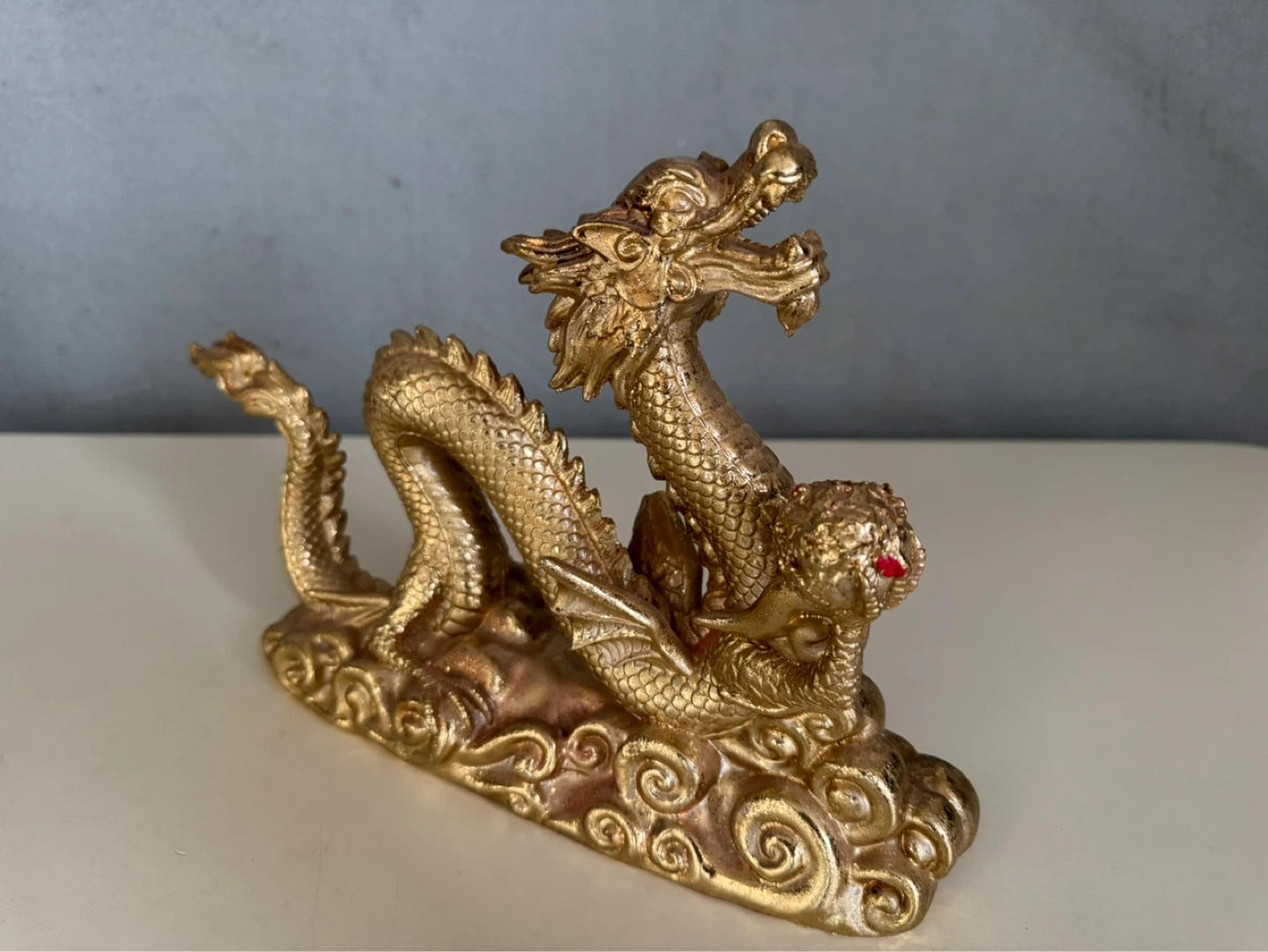 Gold Dragon Figurine on Clouds