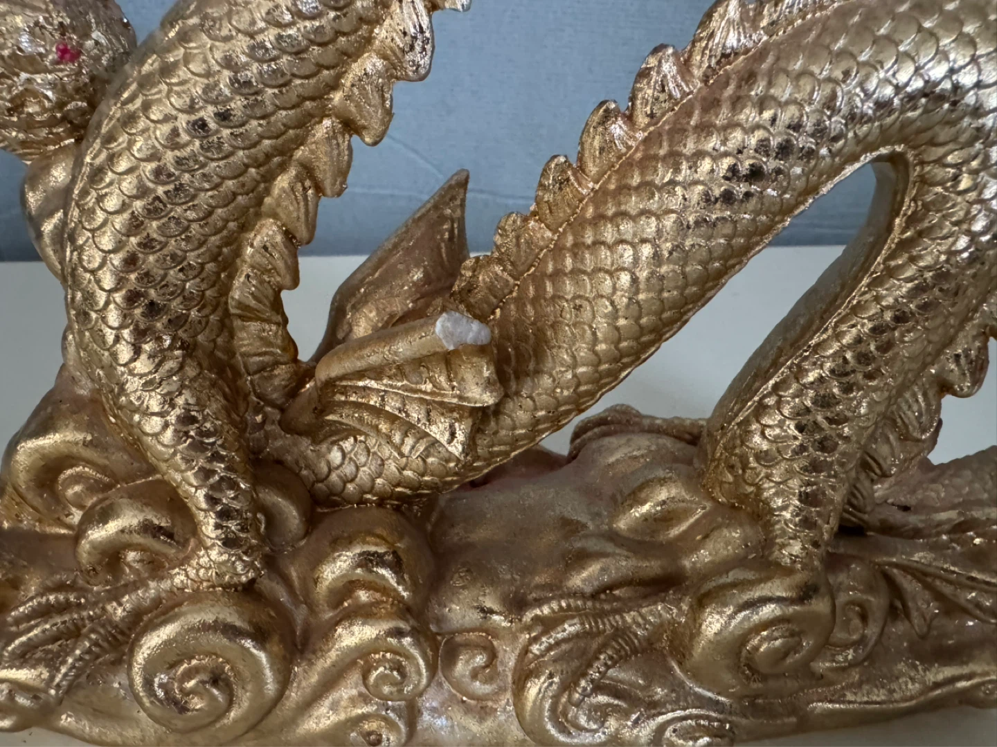 Gold Dragon Figurine on Clouds - photo 5