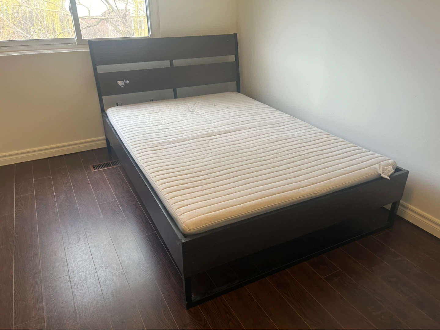 Dark Brown Platform Bed Frame with Mattress