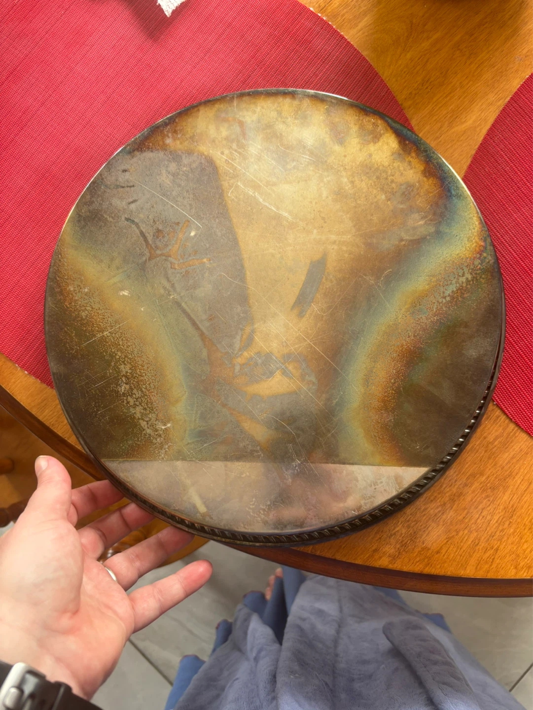 Vintage Silver Plated Round Serving Tray - photo 2
