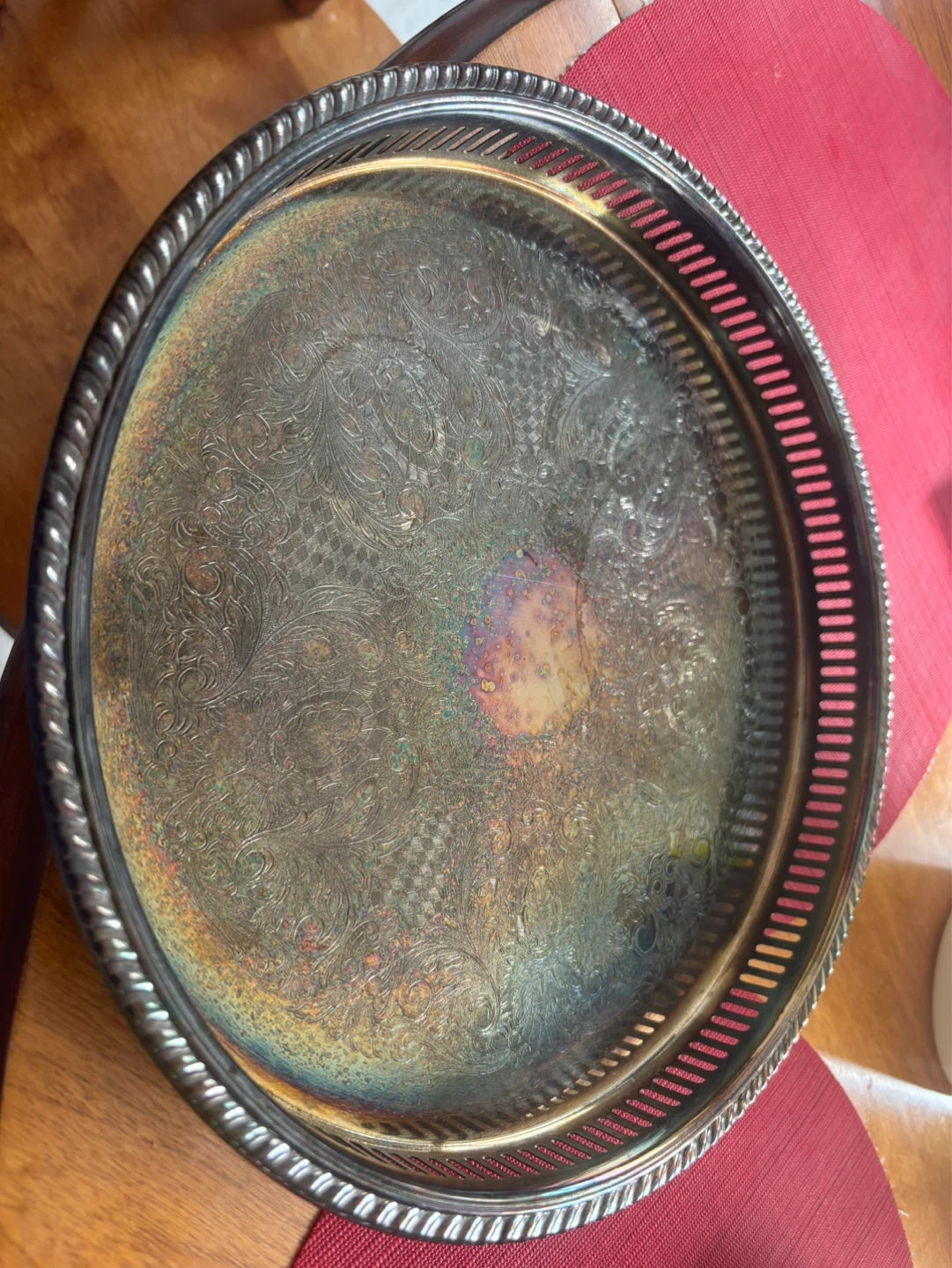 Vintage Silver Plated Round Serving Tray