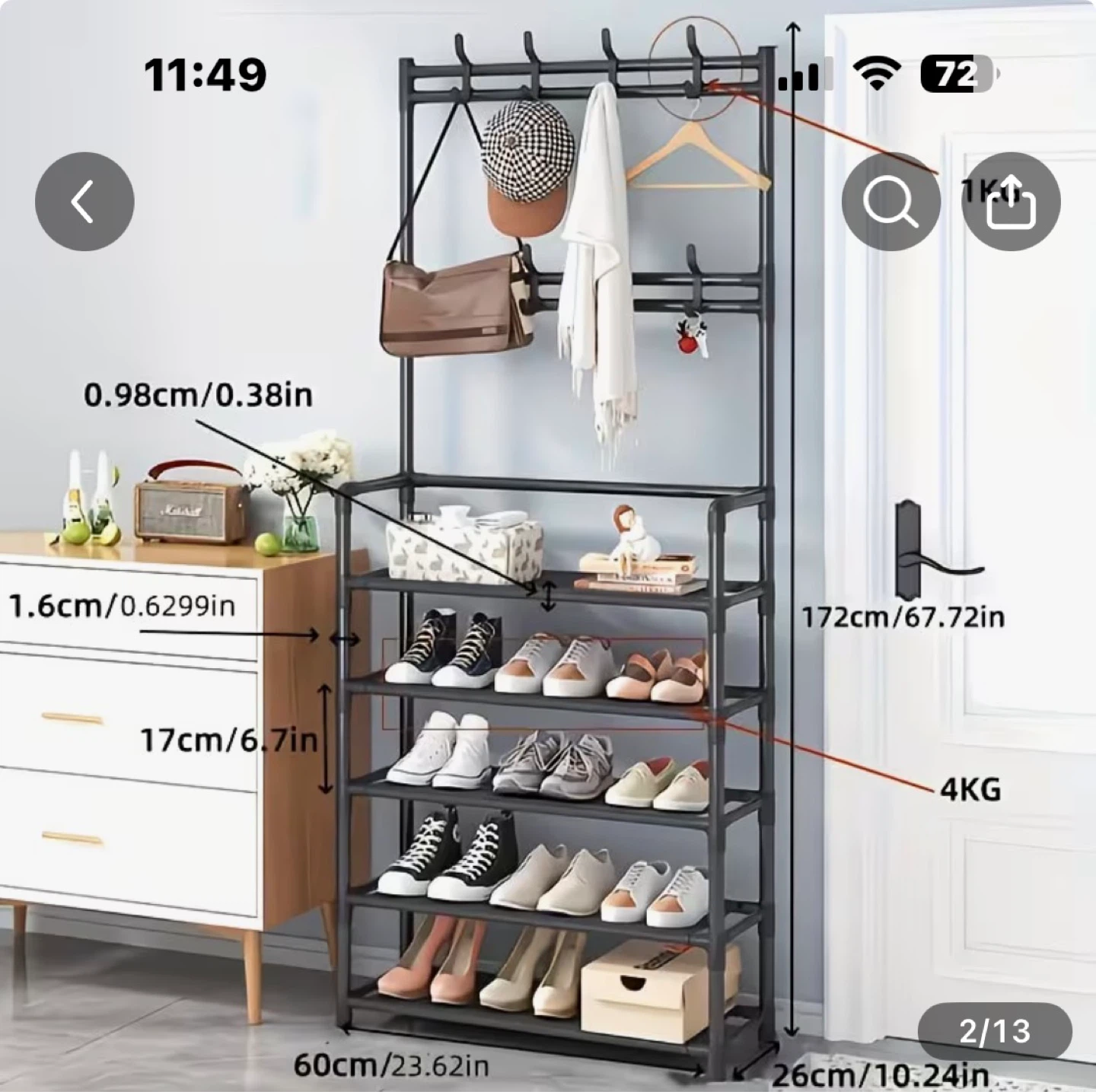 5 shelf 8 hook coat, and shoe rack - photo 2