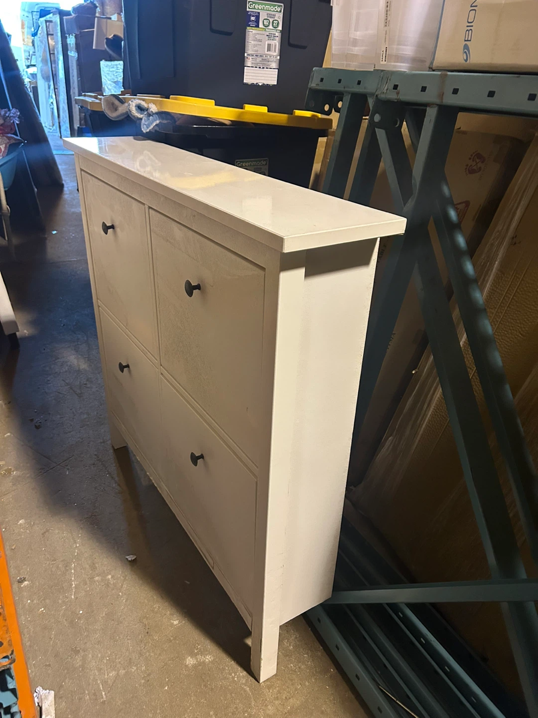 White Shoe Cabinet with 4 Drawers