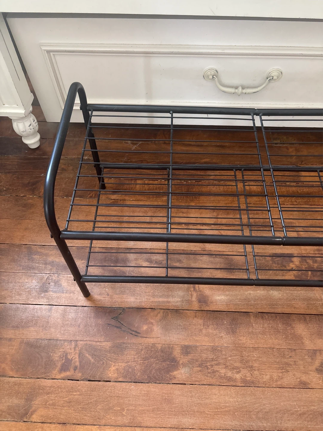 Black Metal Shoe Rack Bench - photo 2