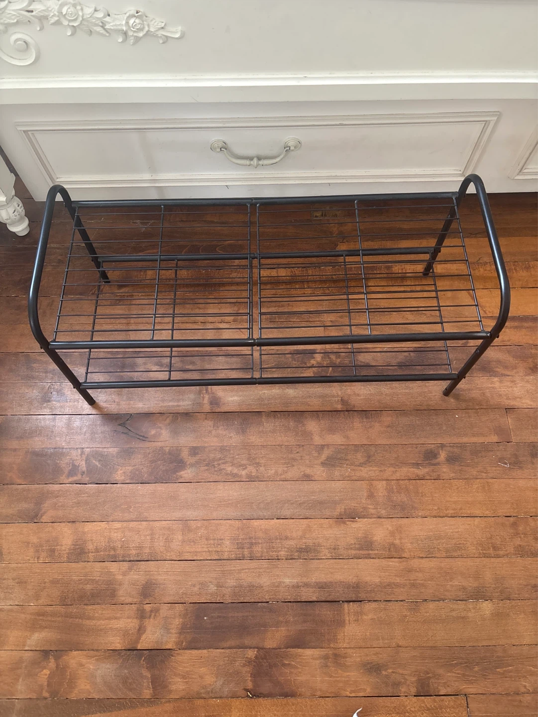 Black Metal Shoe Rack Bench