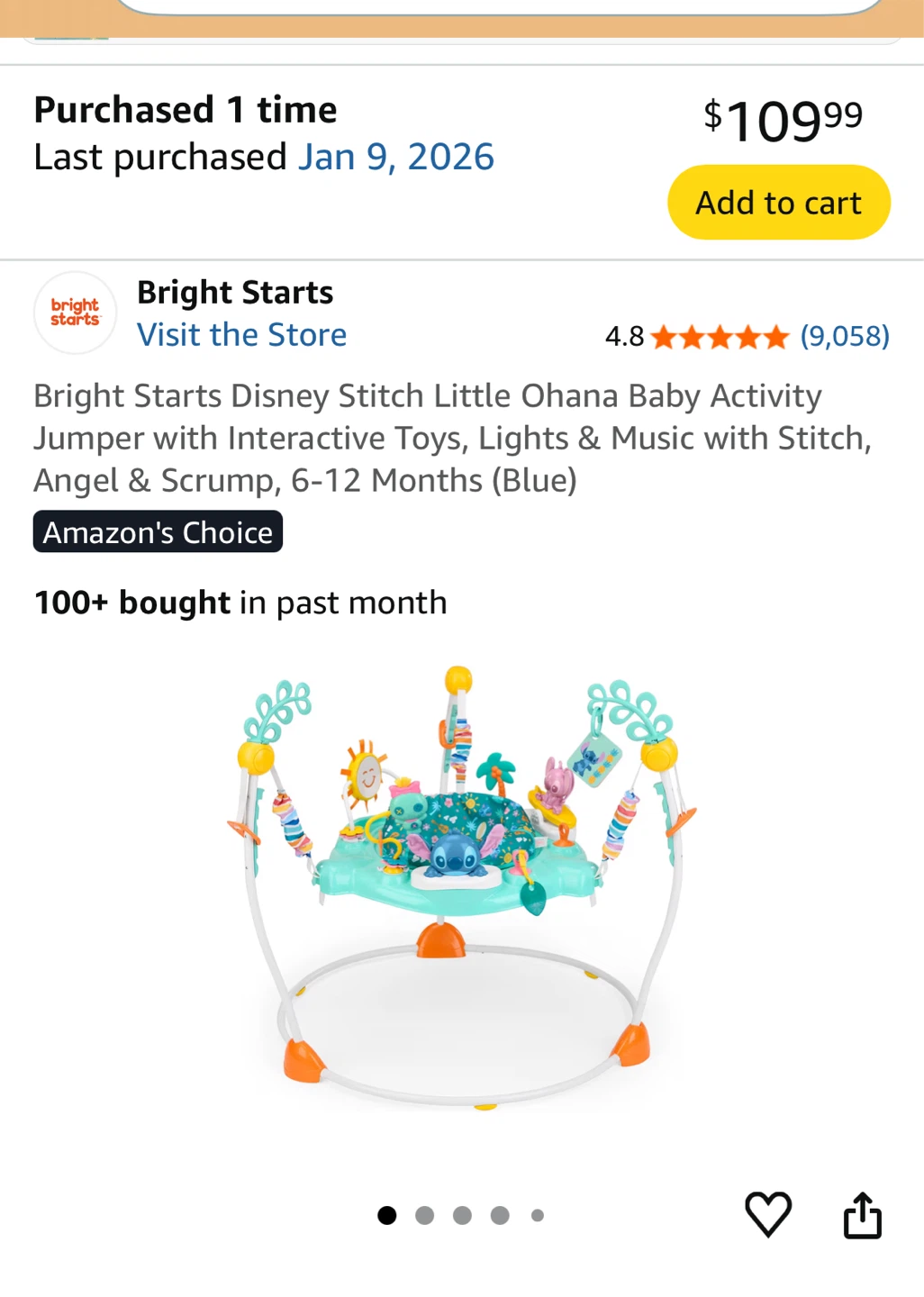 Bright Starts Disney Stitch Little Ohana Baby Activity Jumper - photo 4