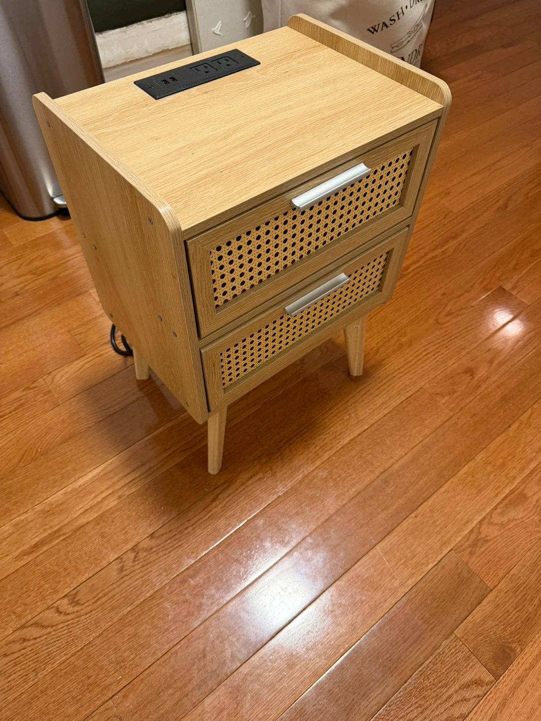 Rattan Bedside wooden table - photo 3