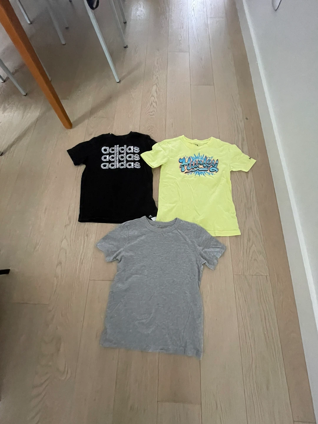 3 T-Shirts: Adidas, Hurley, and H&M