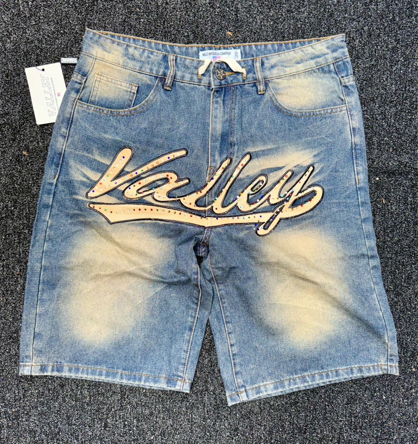 Valley Jeans Shorts with Rhinestone Logo