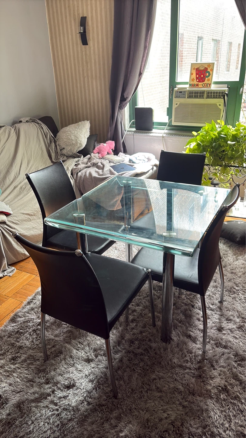 Glass Top Dining Table with 4 Chairs