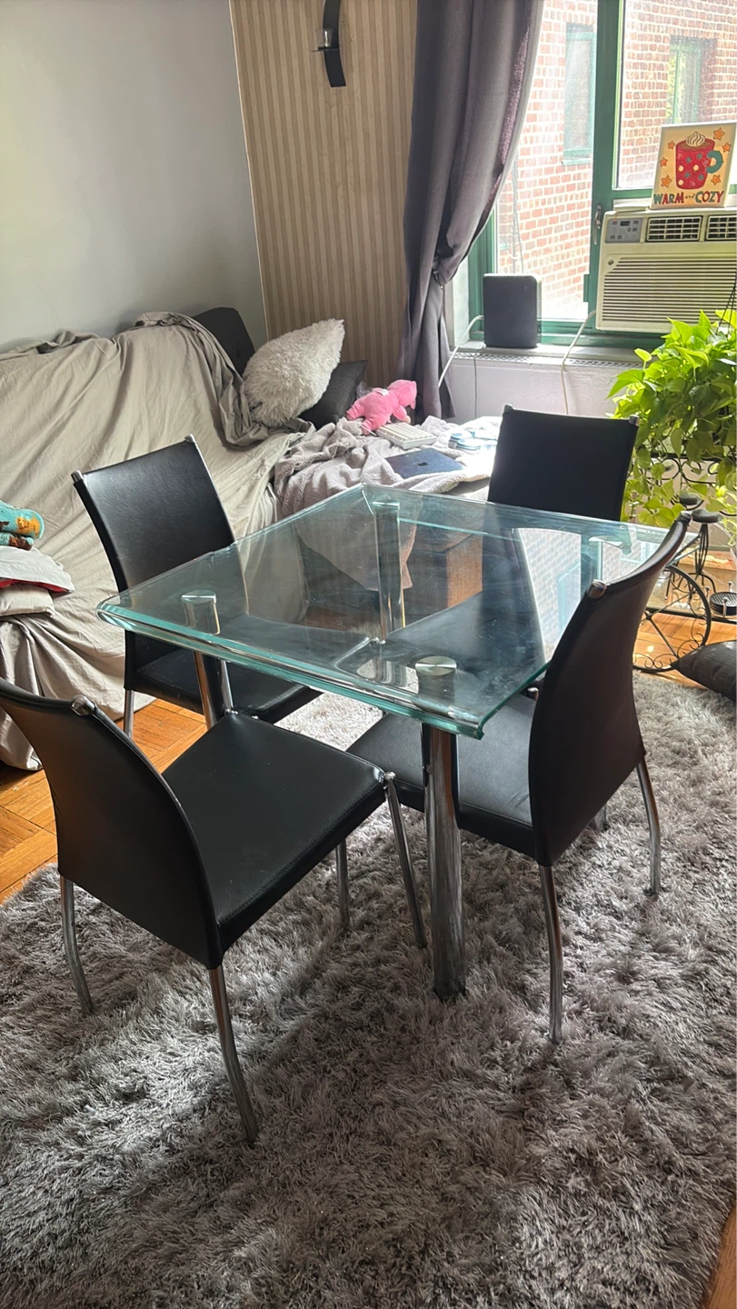 Glass Top Dining Table with 4 Chairs - photo 2