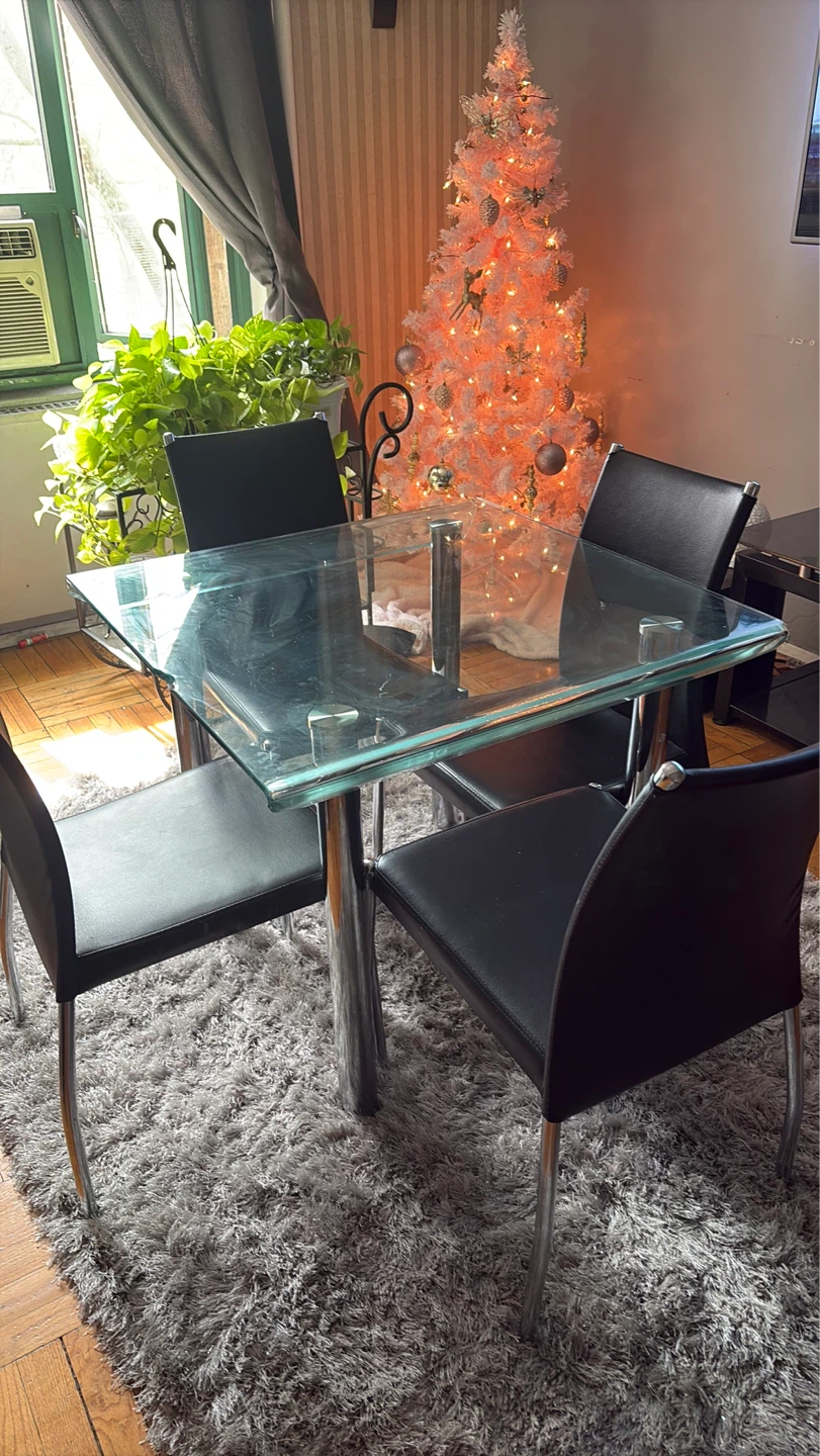 Glass Top Dining Table with 4 Chairs - photo 3
