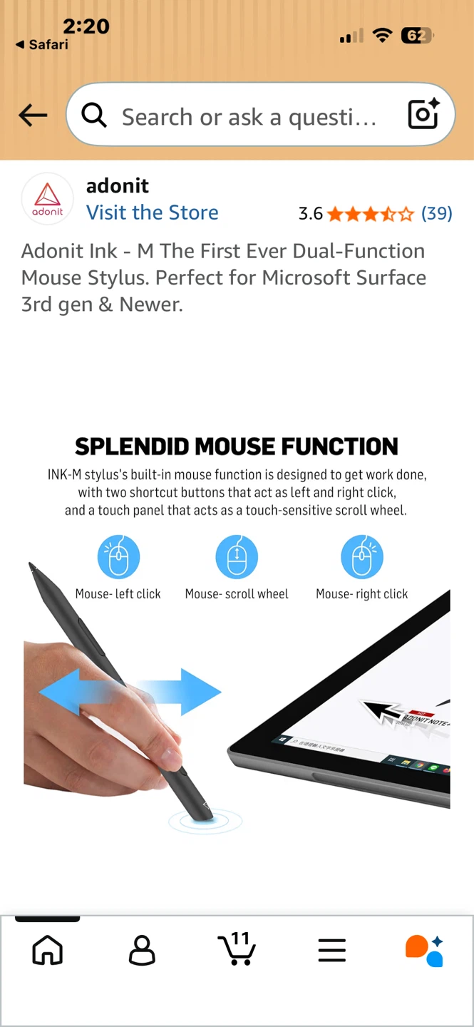Adonit Ink - M Dual-Function Mouse Stylus for Microsoft Surface - photo 4