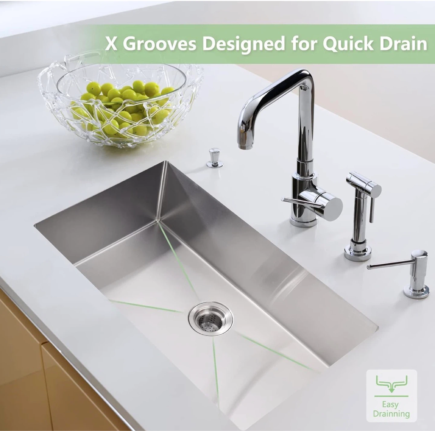 Stainless Steel Kitchen Sink with Grid
