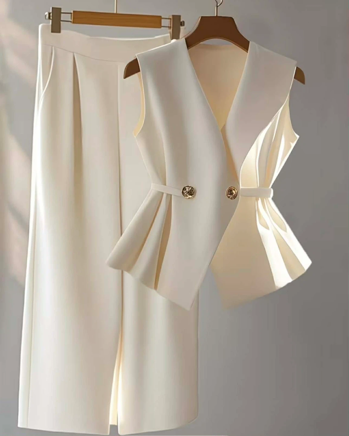 Women's Sleeveless Vest and Wide Leg Pants Set - photo 4