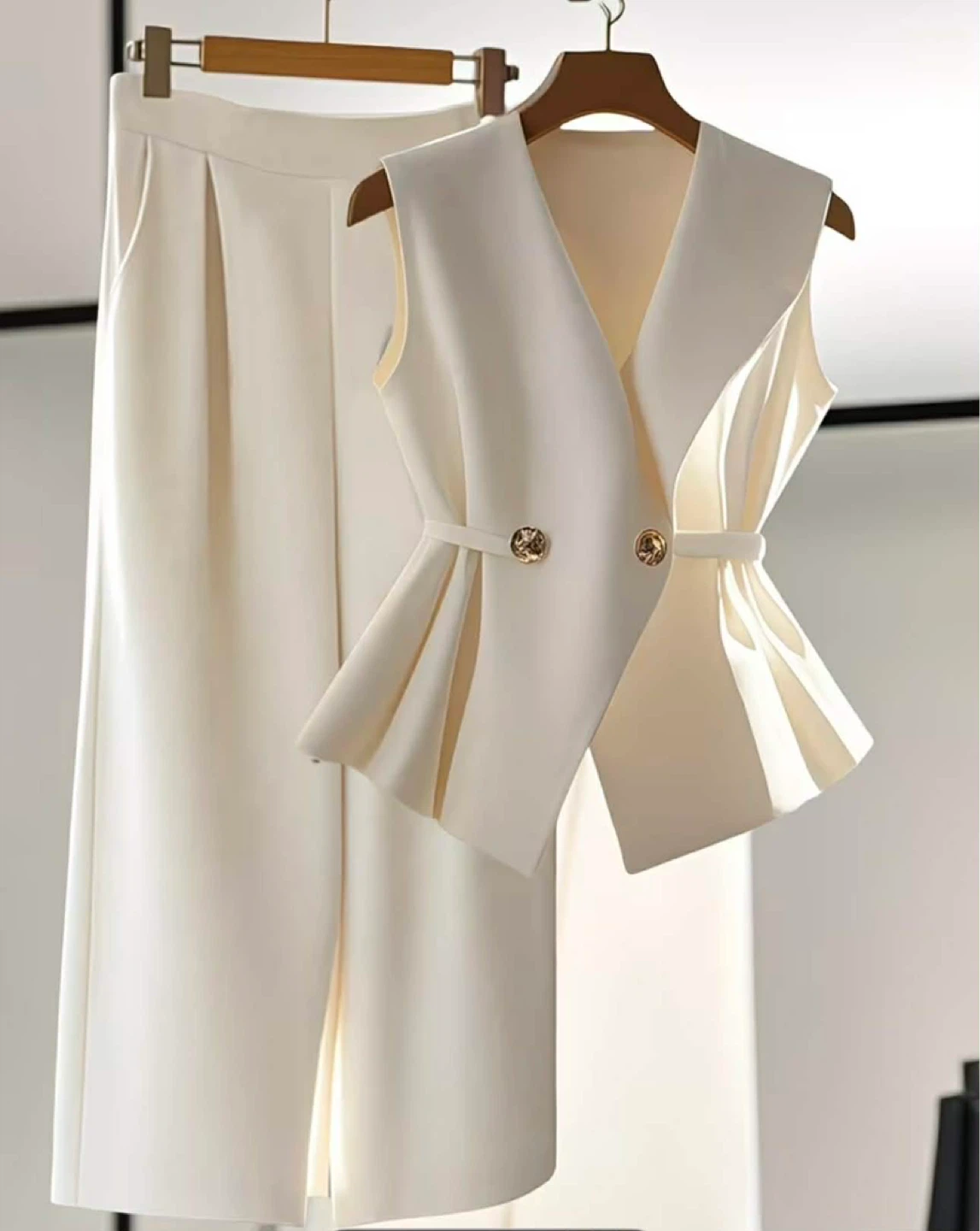 Women's Sleeveless Vest and Wide Leg Pants Set
