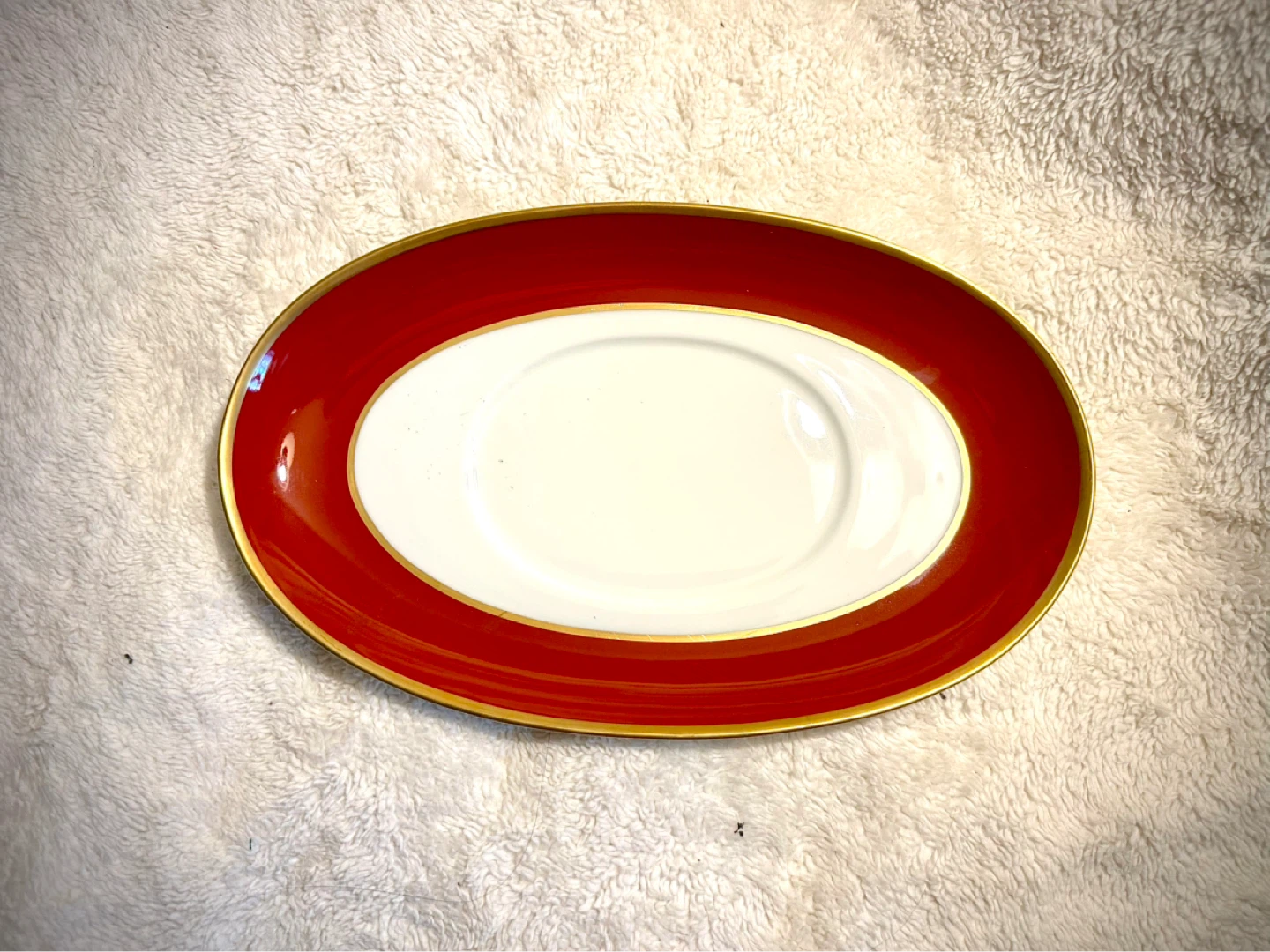 Red and White Ceramic Tea Set with Gold Trim - photo 5