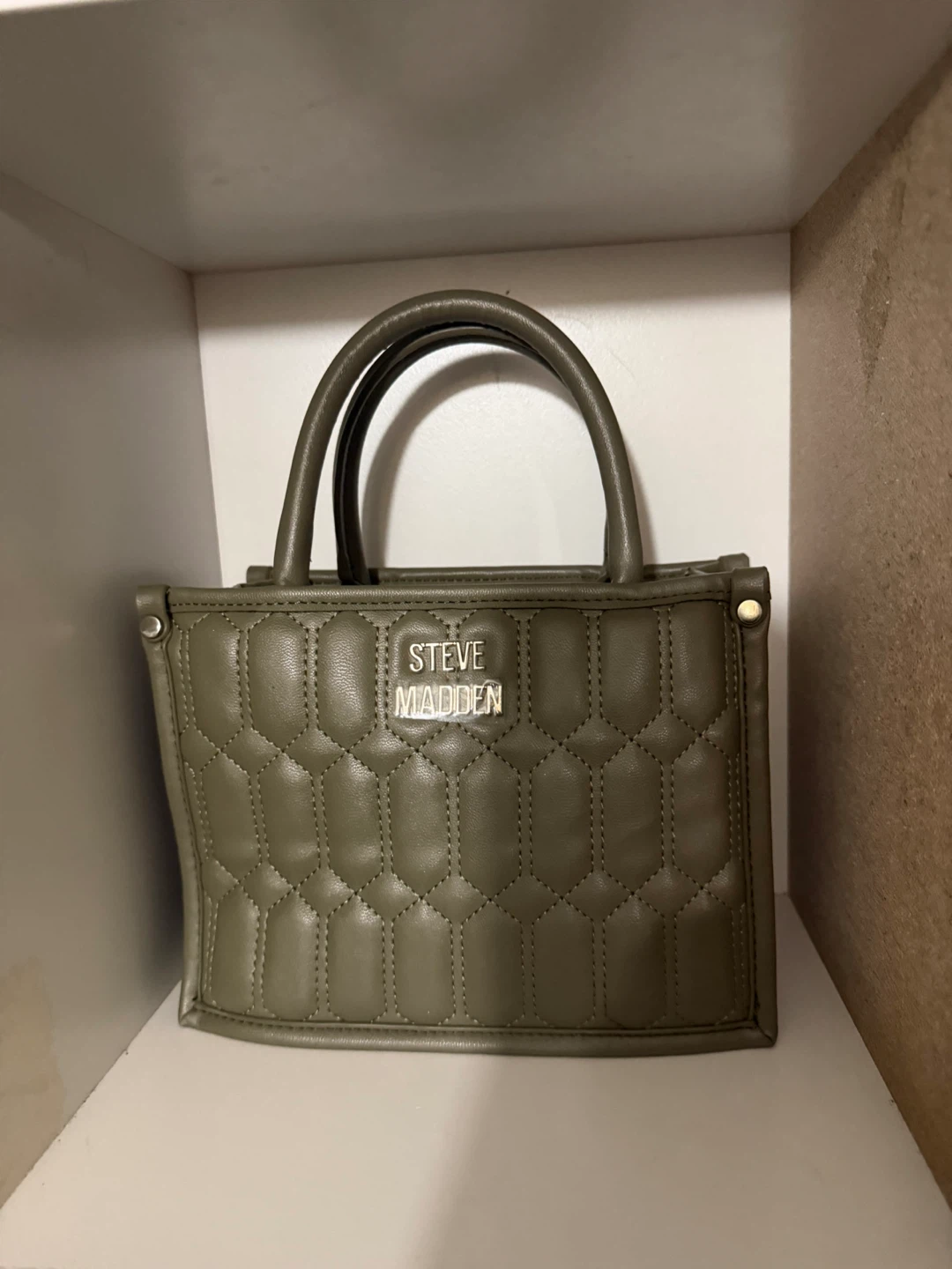 Steve Madden Quilted Satchel Bag - Olive Green