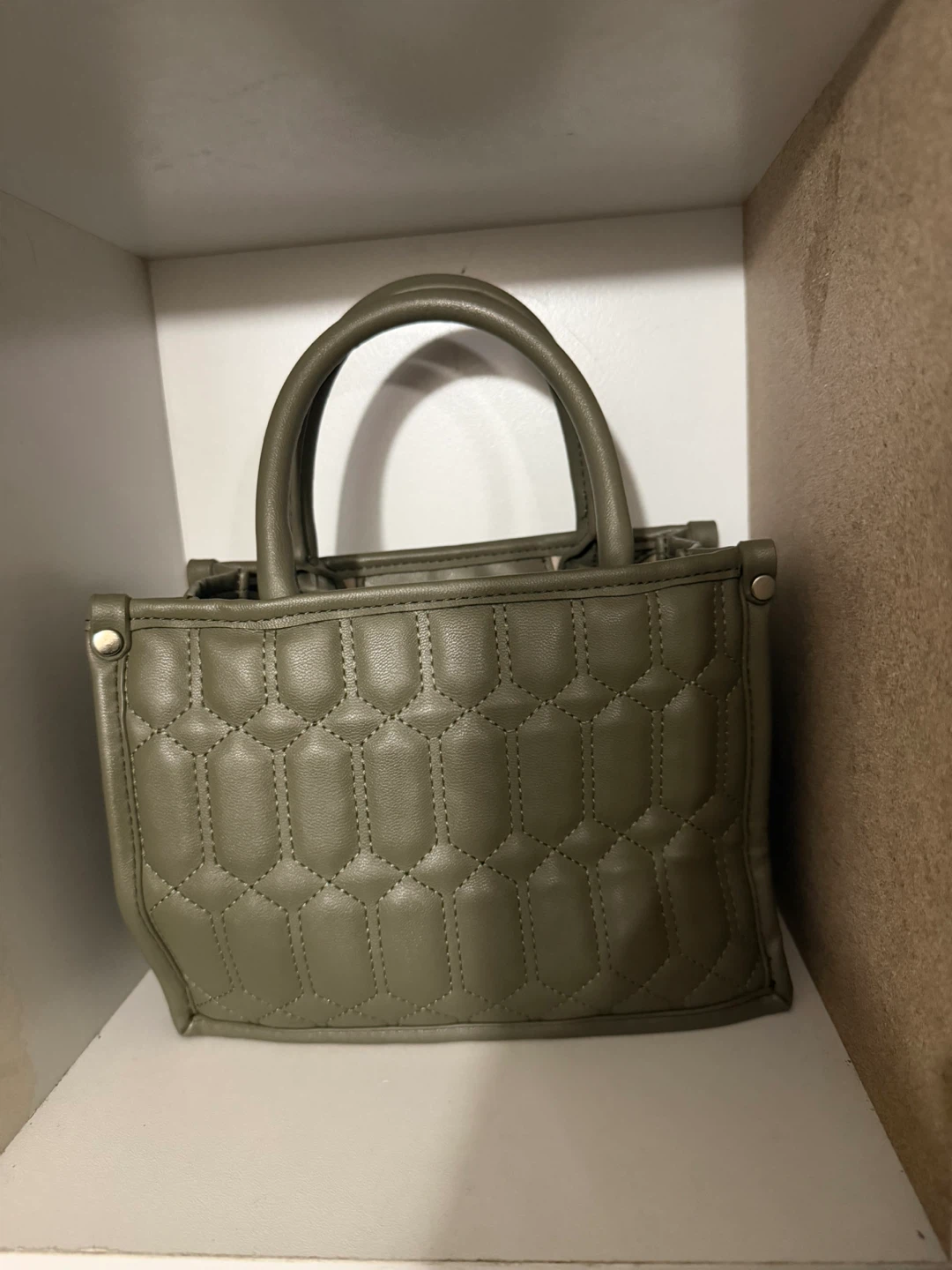 Steve Madden Quilted Satchel Bag - Olive Green - photo 3