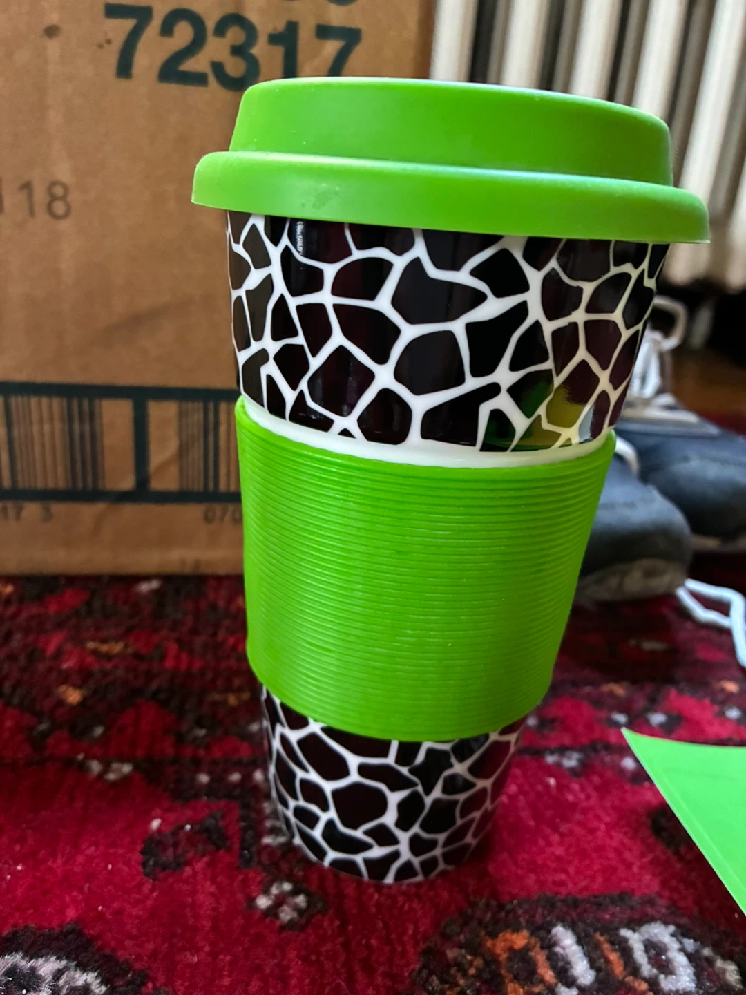$4 ceramic zebra travel mug coffee china rubber