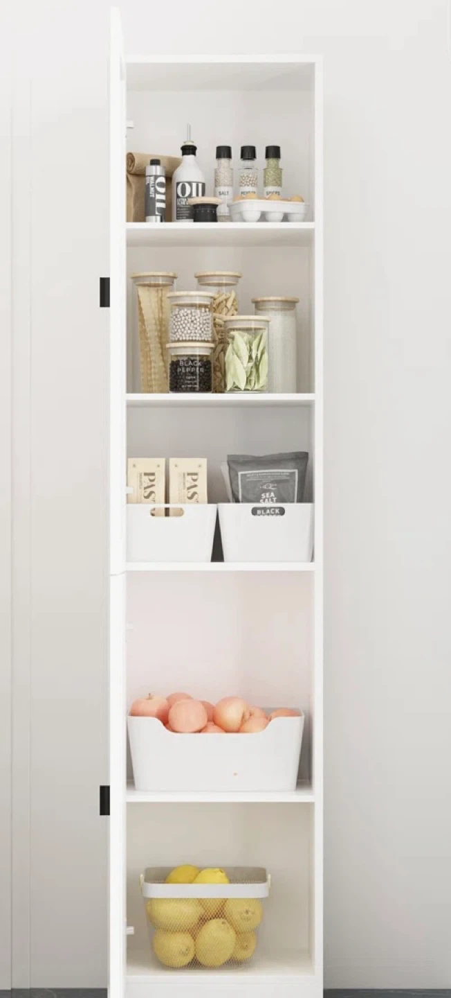 White Tall Storage Cabinet with Glass Door - photo 2