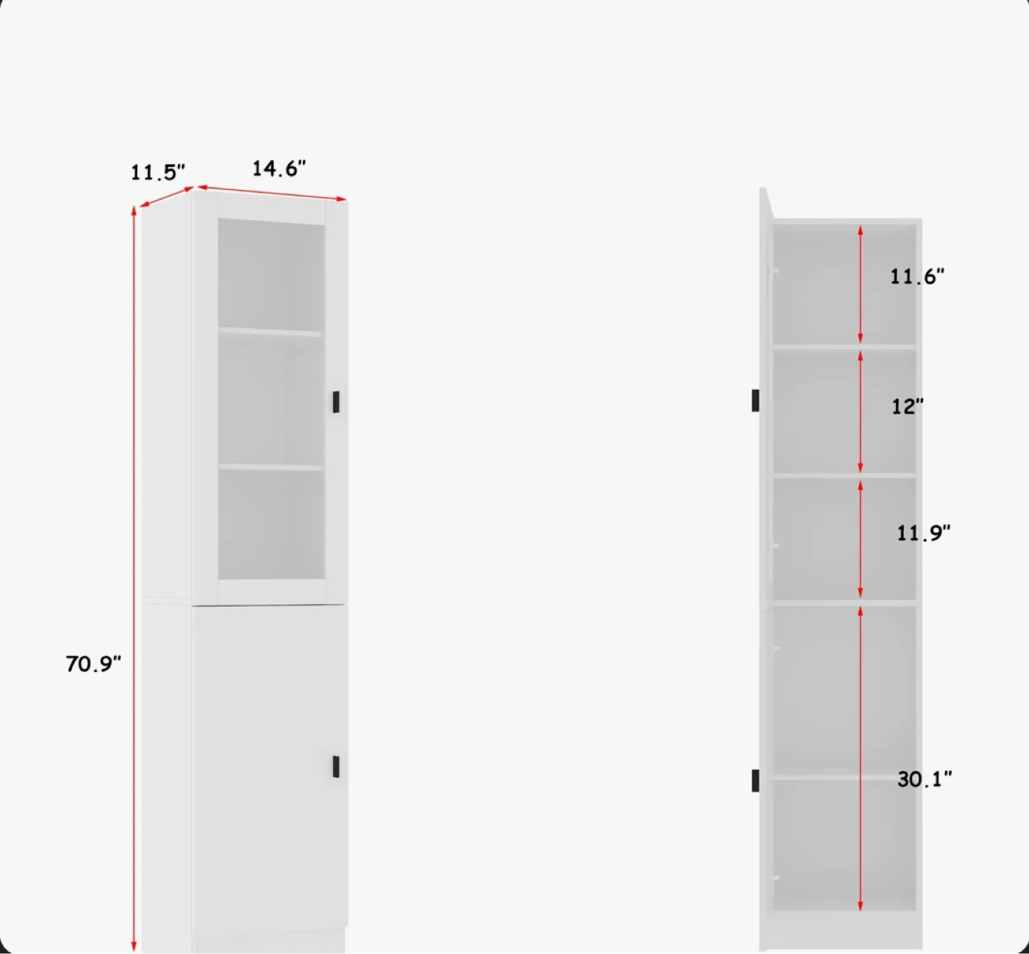 White Tall Storage Cabinet with Glass Door - photo 3
