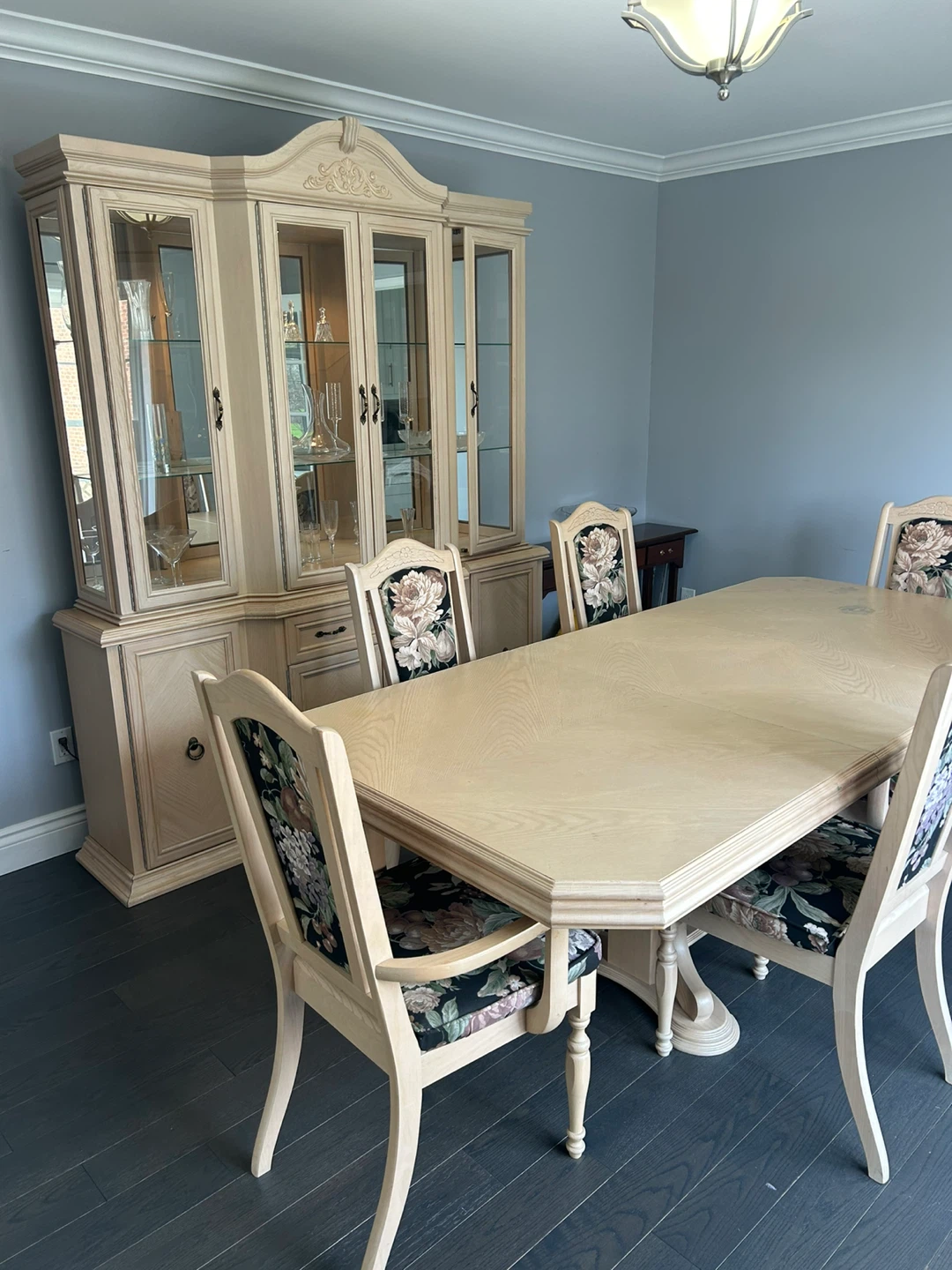 Dining Table, Hutch Set with Chairs,