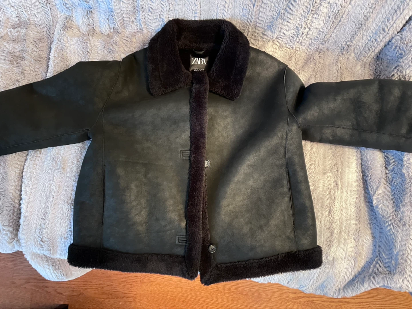 Zara Girl’s Faux Shearling Lined Jacket - Black