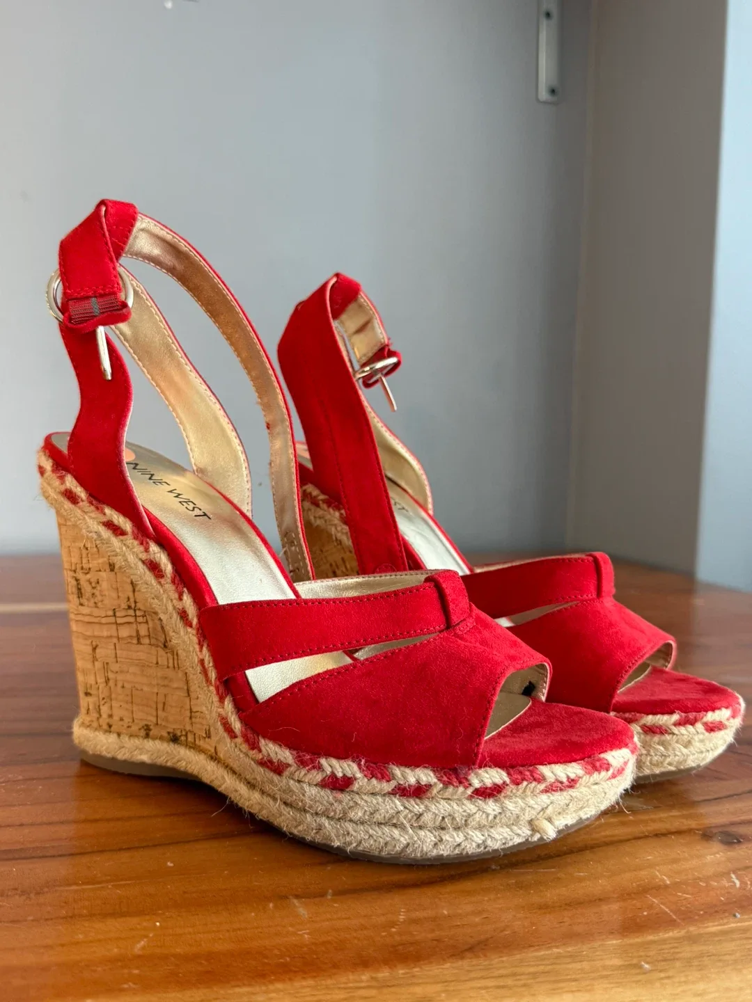 Nine West Red Suede Wedge Sandals - photo 2