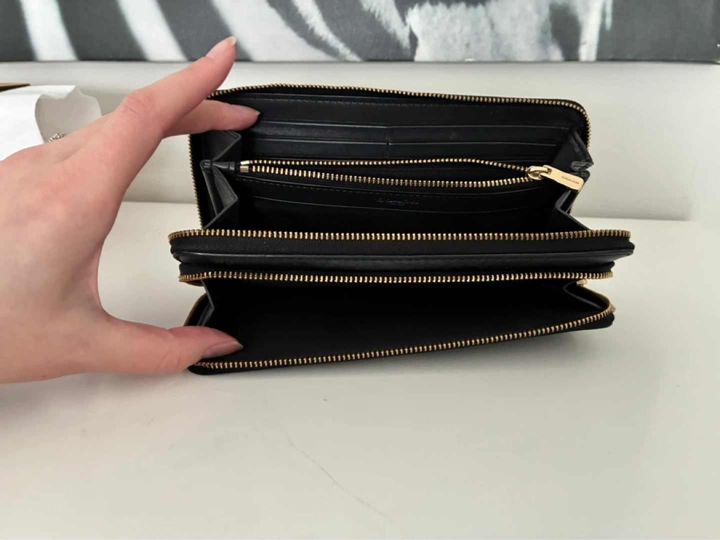 Coach Black Leather Double Zip Wallet - photo 2