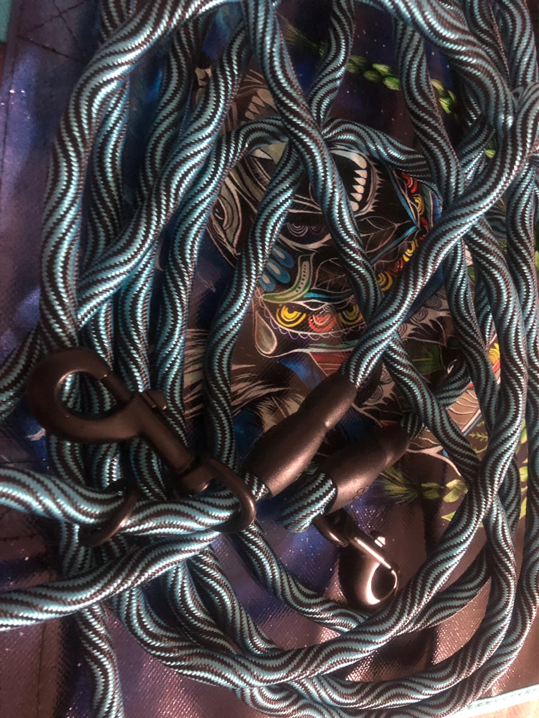 New-Blue and Black 20 ft Striped Dog Leash - photo 4