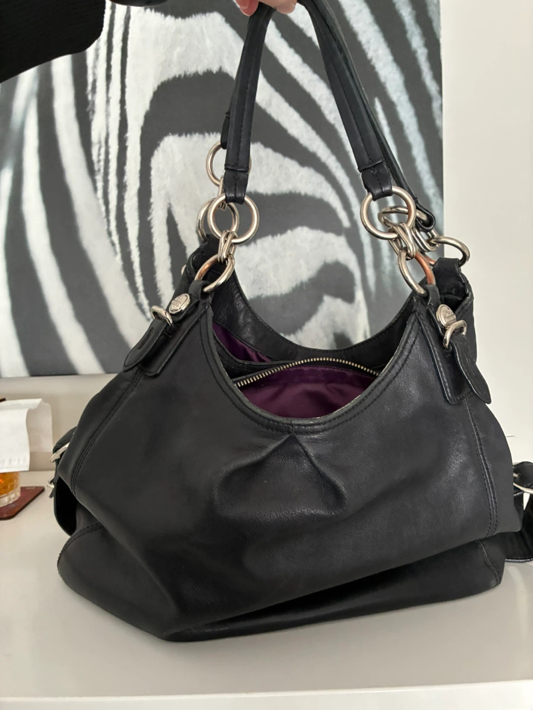 Coach Black Leather Hobo Purse