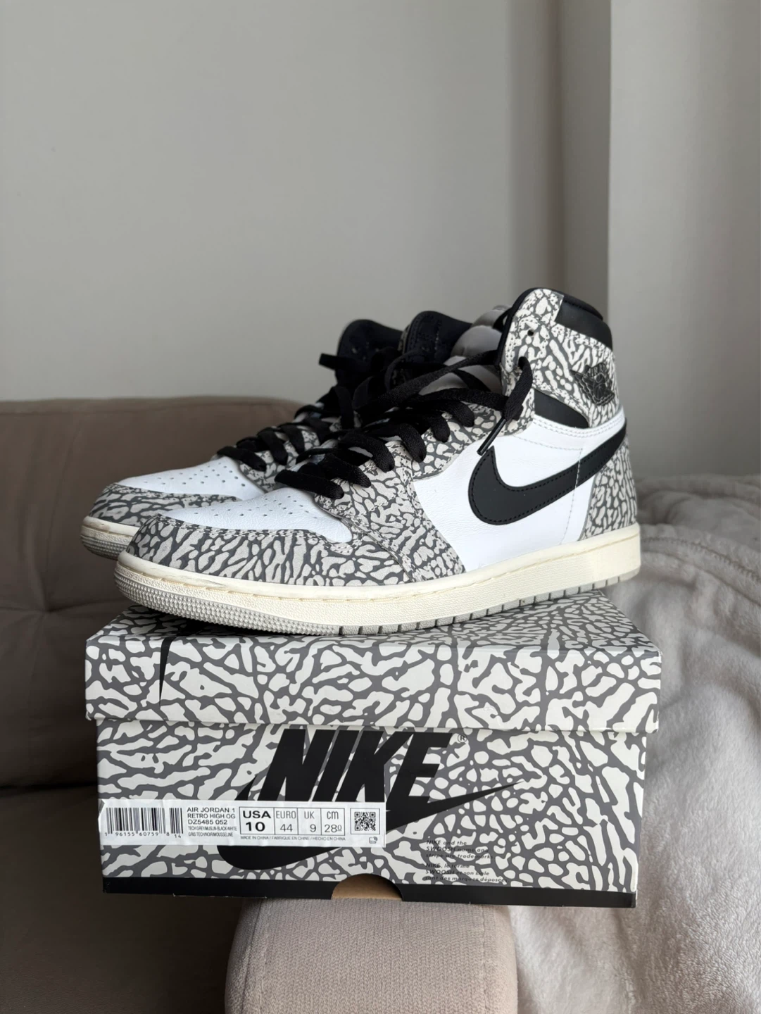 Jordan 1 Retro High OG White Cement size 10