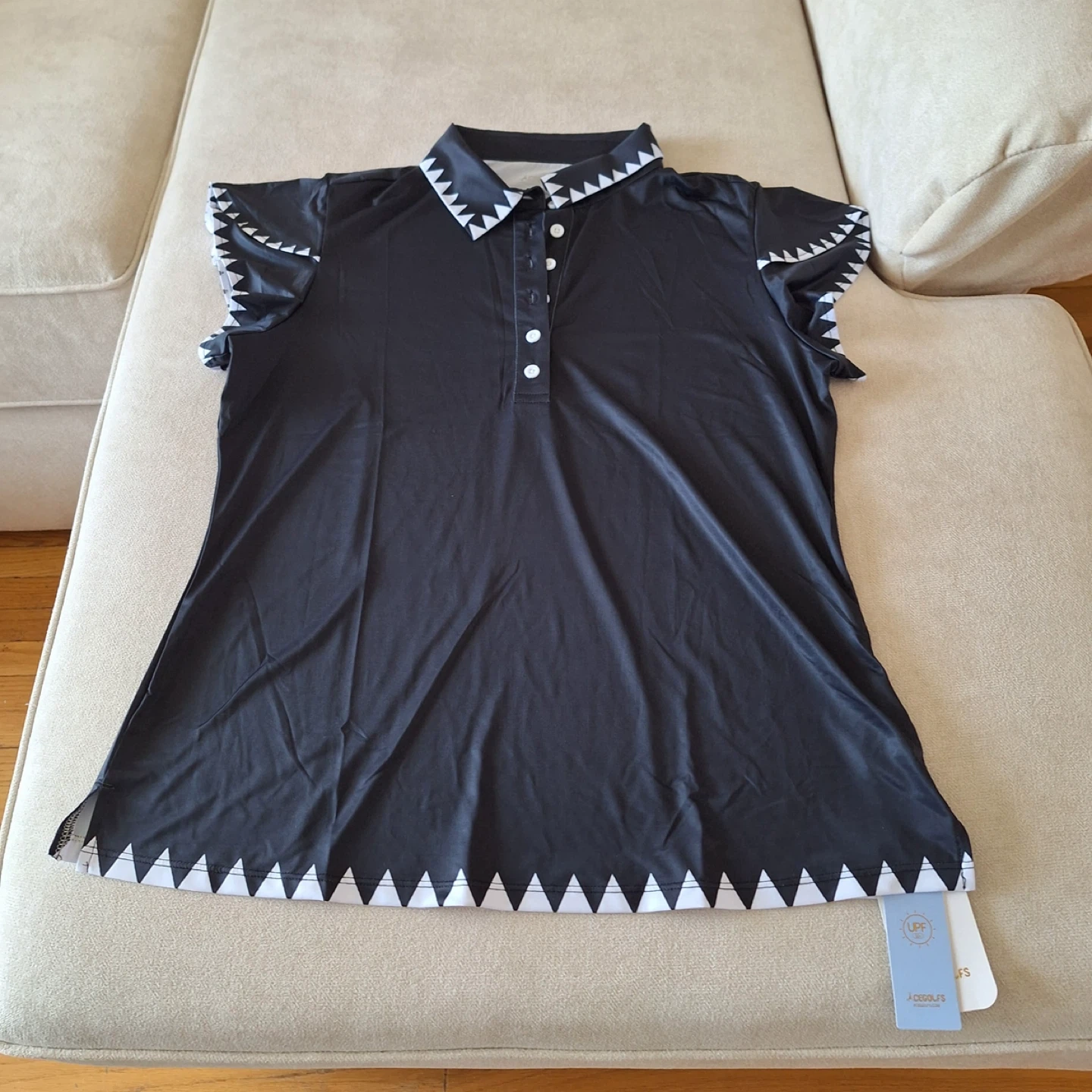 AceGolfs Women's Black Golf Polo Shirt Size L