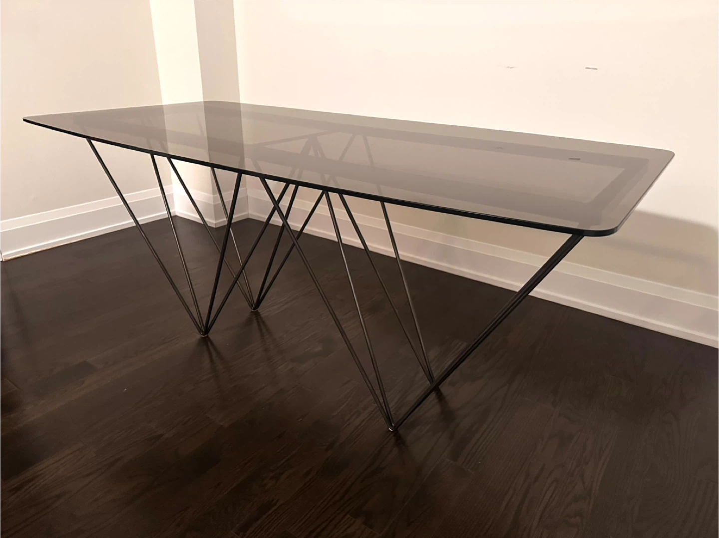 Glass Top Dining Table with Unique Metal Legs - photo 3