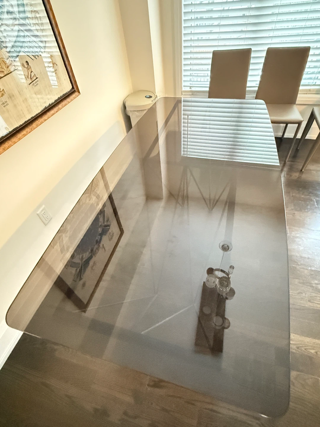Glass Top Dining Table with Unique Metal Legs - photo 2