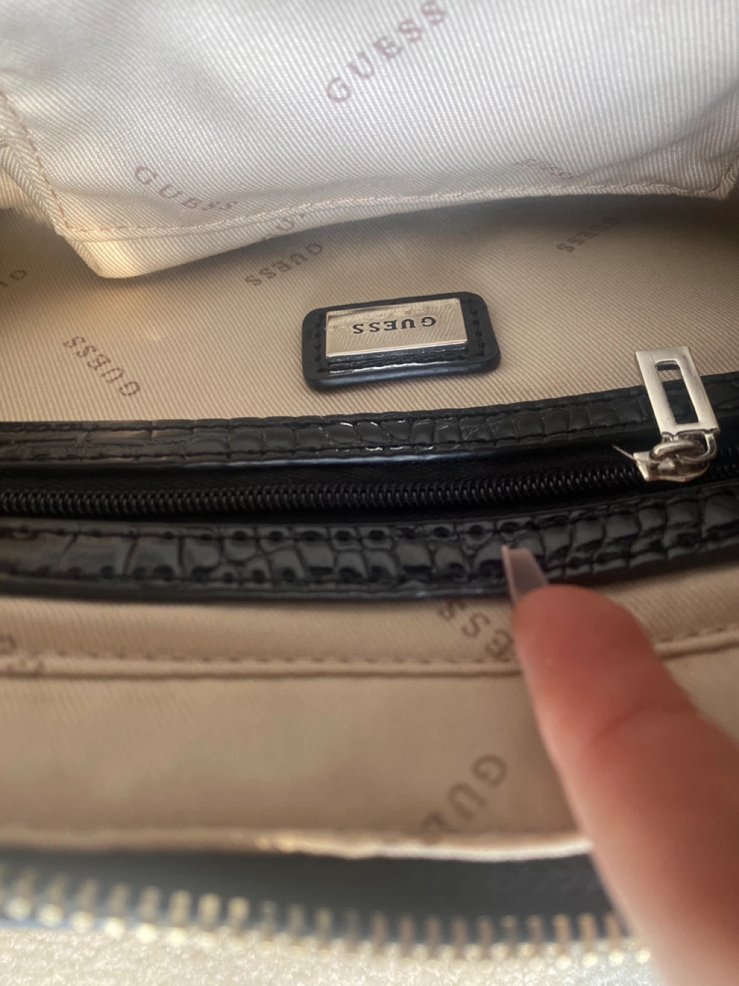 Guess Black Georgiana Croc Embossed Shoulder Bag - photo 3