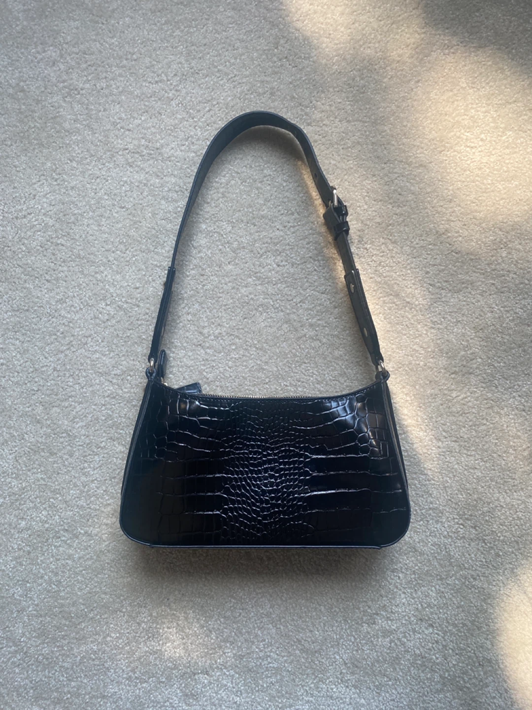 Guess Black Georgiana Croc Embossed Shoulder Bag - photo 2