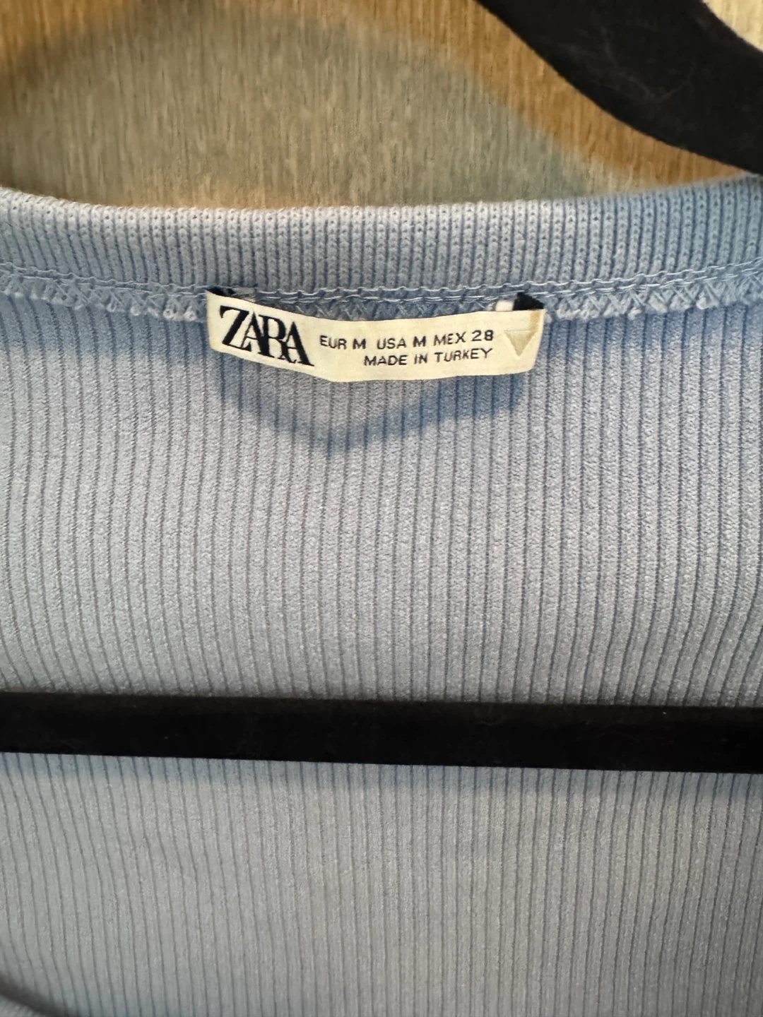 Zara Blue Ribbed Cropped Button-Up Top - Size M - photo 2