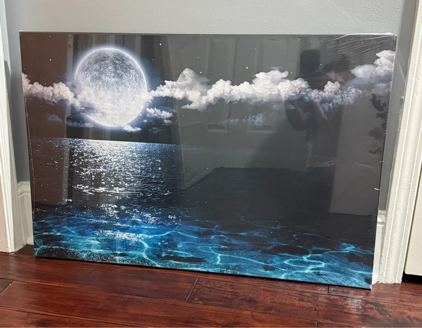 Full Moon Ocean Canvas Print Wall Art 24"x36" - photo 5