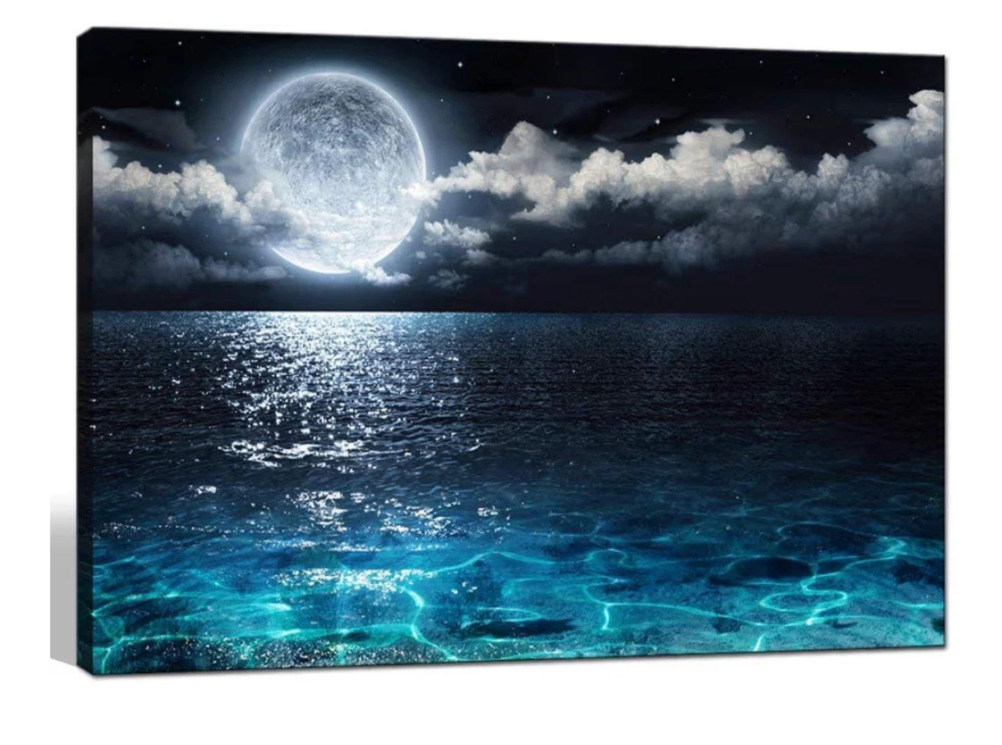 Full Moon Ocean Canvas Print Wall Art 24"x36"
